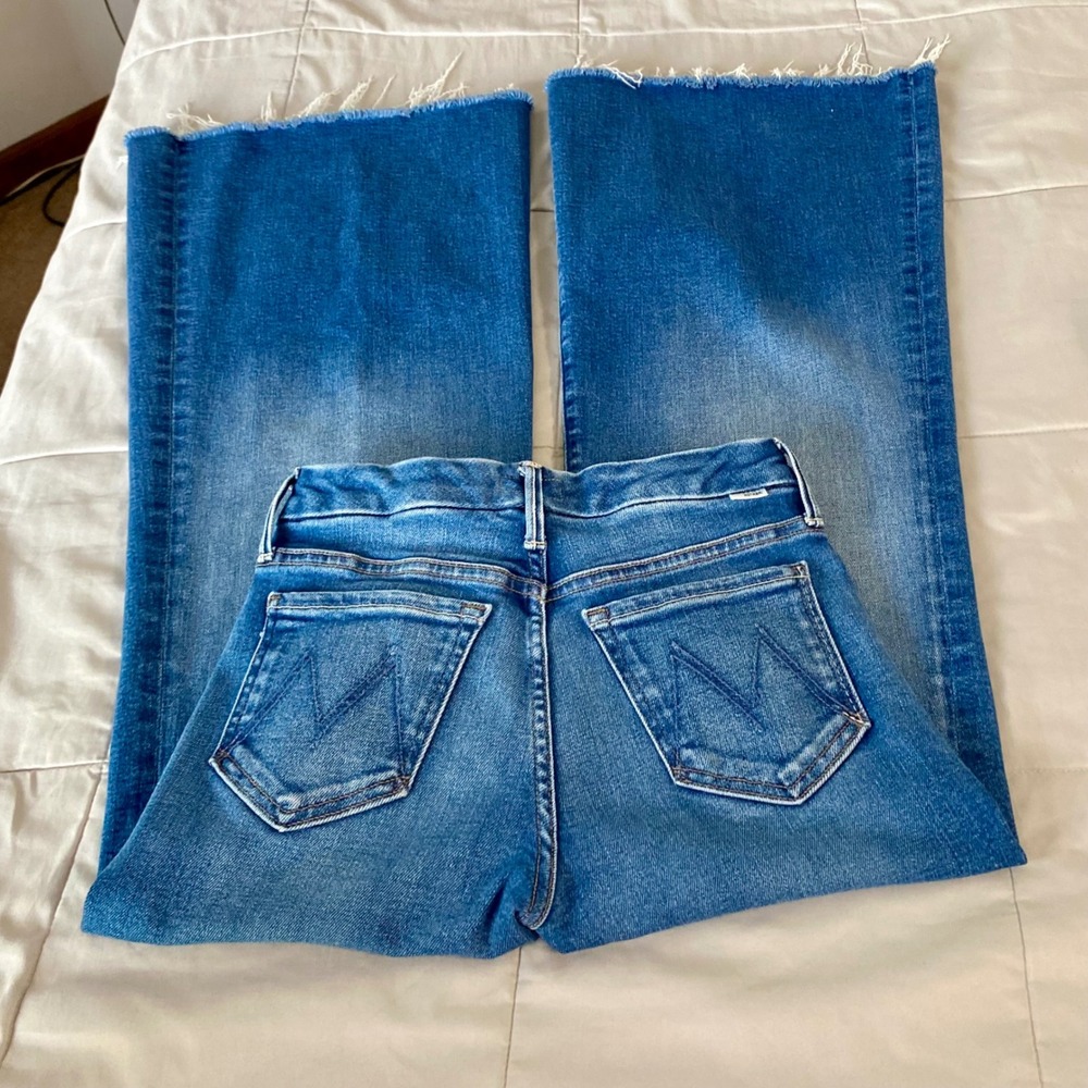 Mother Lil Roller Fray Work Hard Play Hard Light Wash Jeans Wide Leg Frayed 23 - Picture 16 of 16